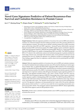 Novel Gene Signatures Predictive of Patient Recurrence-Free Survival and Castration Resistance in Prostate Cancer