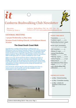 Canberra Bushwalking Club Newsletter