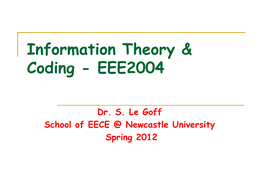 Information Theory & Coding - EEE2004