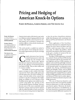 Pricing and Hedging of American Knock-In Options
