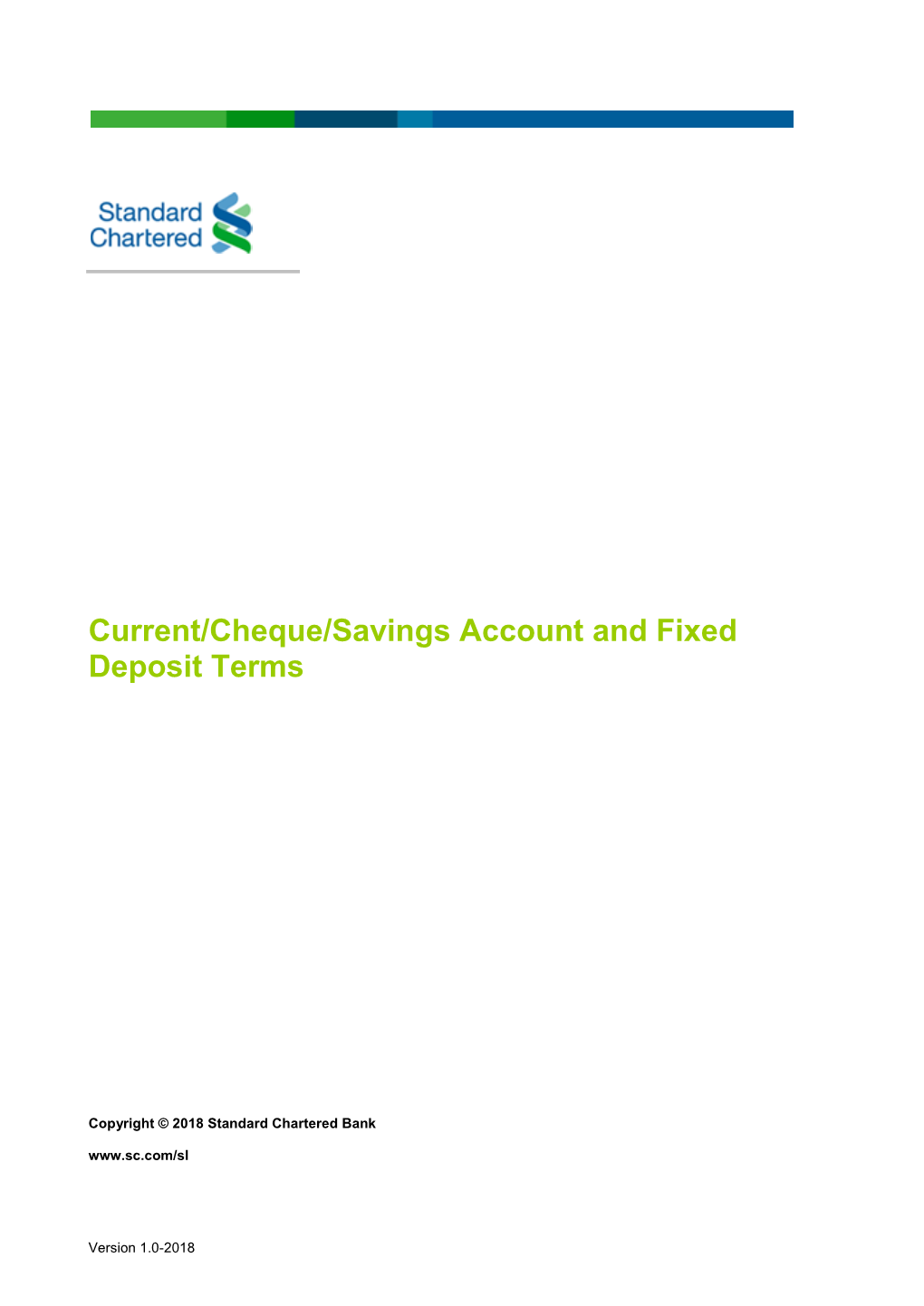 Current/Cheque/Savings Account and Fixed Deposit Terms