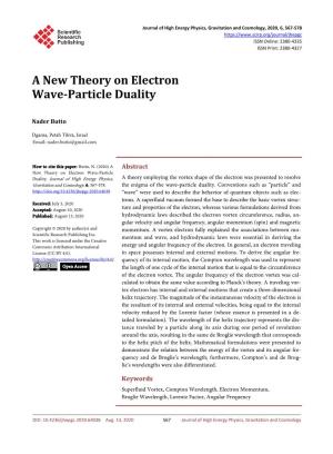 A New Theory on Electron Wave-Particle Duality