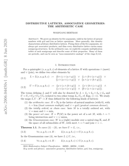 Distributive Lattices, Associative Geometries: the Arithmetic Case