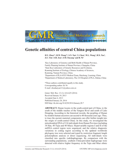 Genetic Affinities of Central China Populations