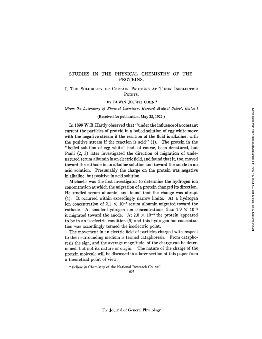 Studies in the Physical Chemistry of the Proteins