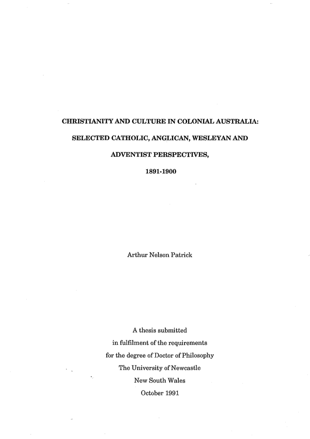 Christianity and Culture in Colonial Australia