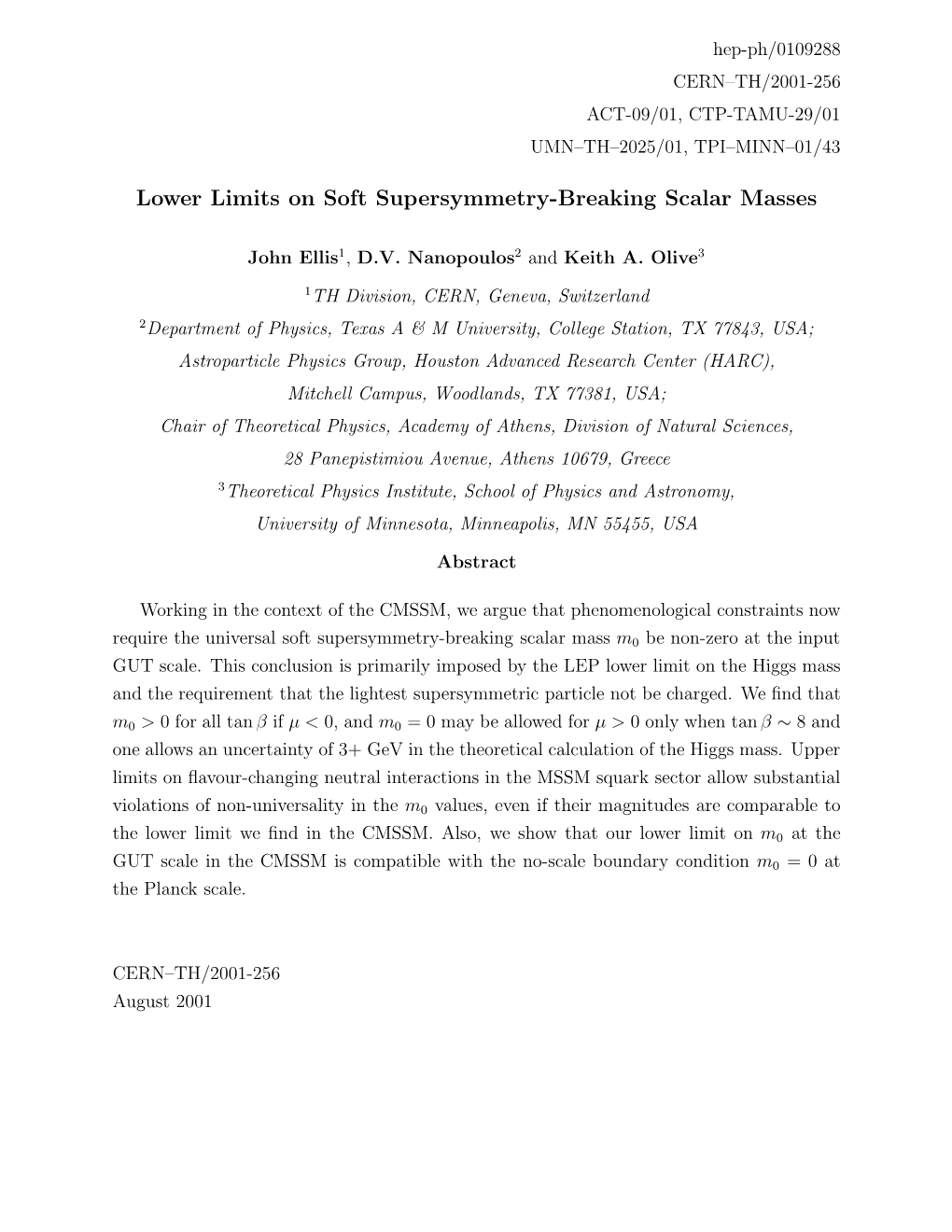 Lower Limits on Soft Supersymmetry-Breaking Scalar Masses