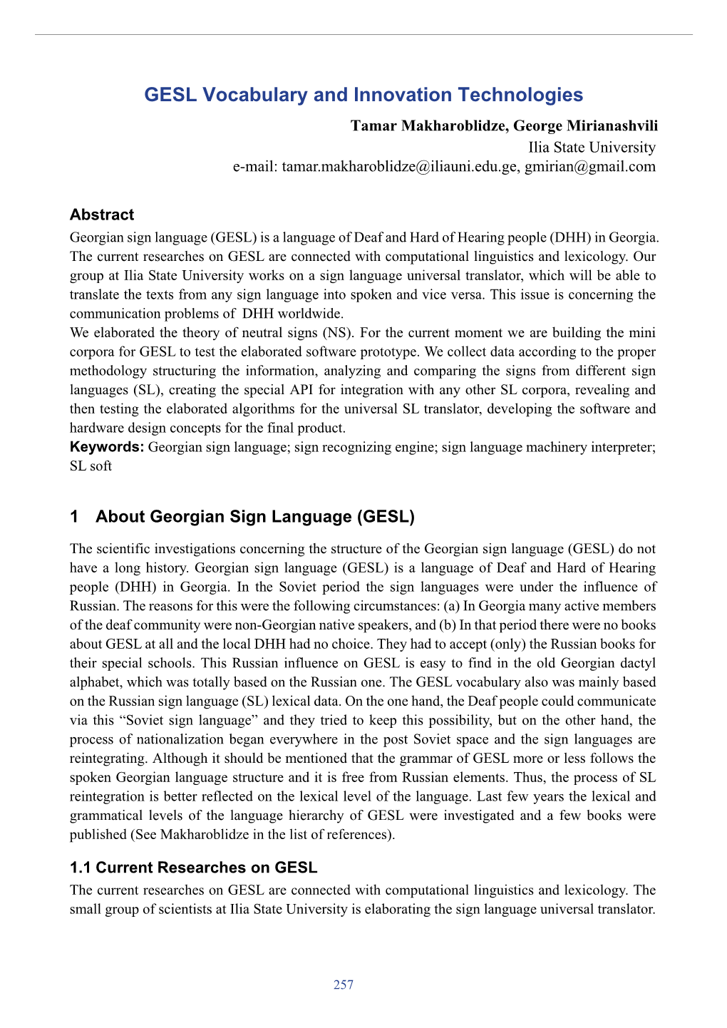 GESL Vocabulary and Innovation Technologies