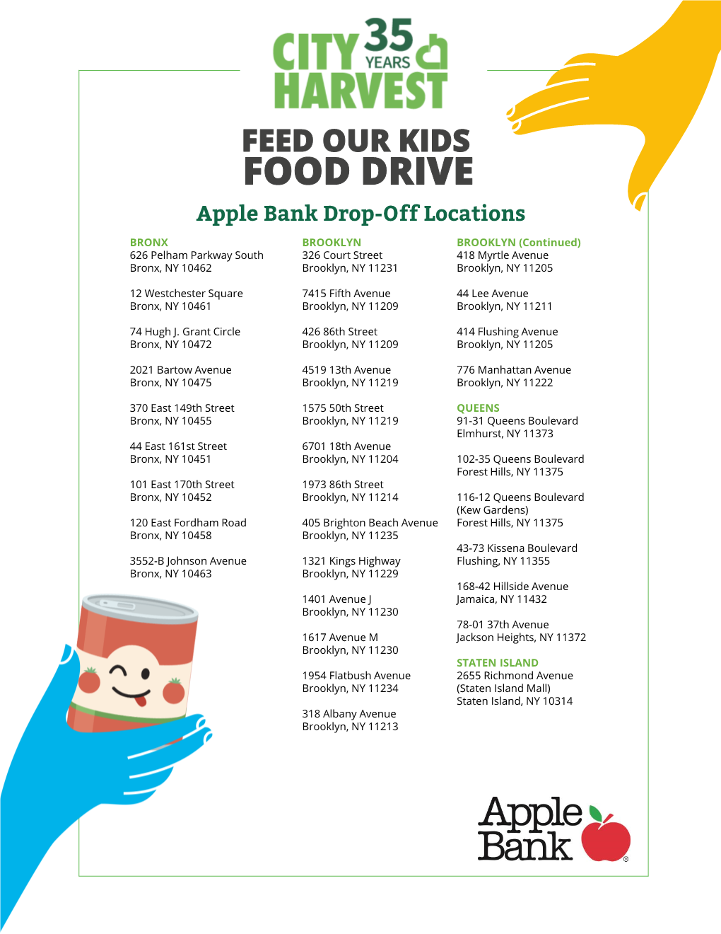 Apple Bank Drop-Off Locations