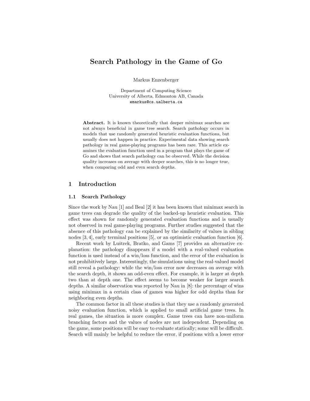 Search Pathology in the Game of Go