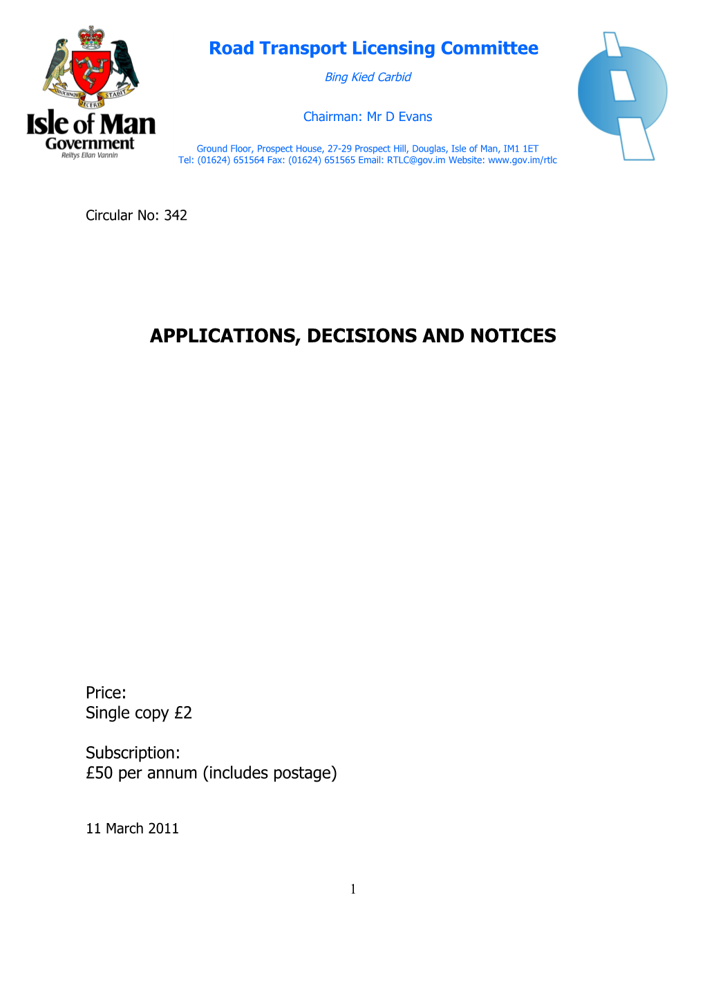 Applications, Decisions and Notices