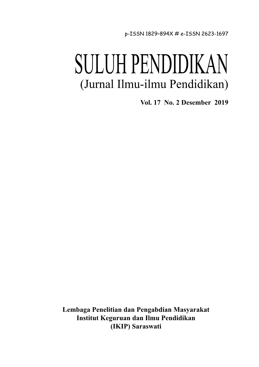 SULUH PENDIDIKAN (Jurnal Ilmu-Ilmu Pendidikan)