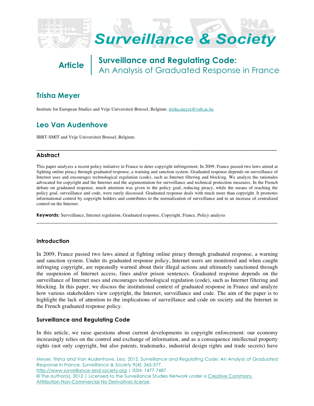 Article Surveillance and Regulating Code: an Analysis of Graduated