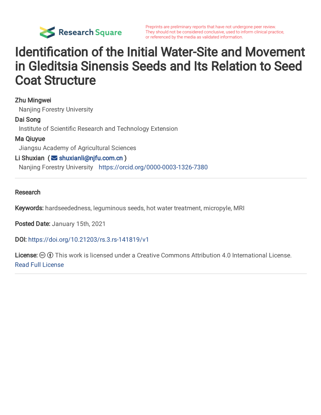 Identification of the Water-Gap and Water Movement