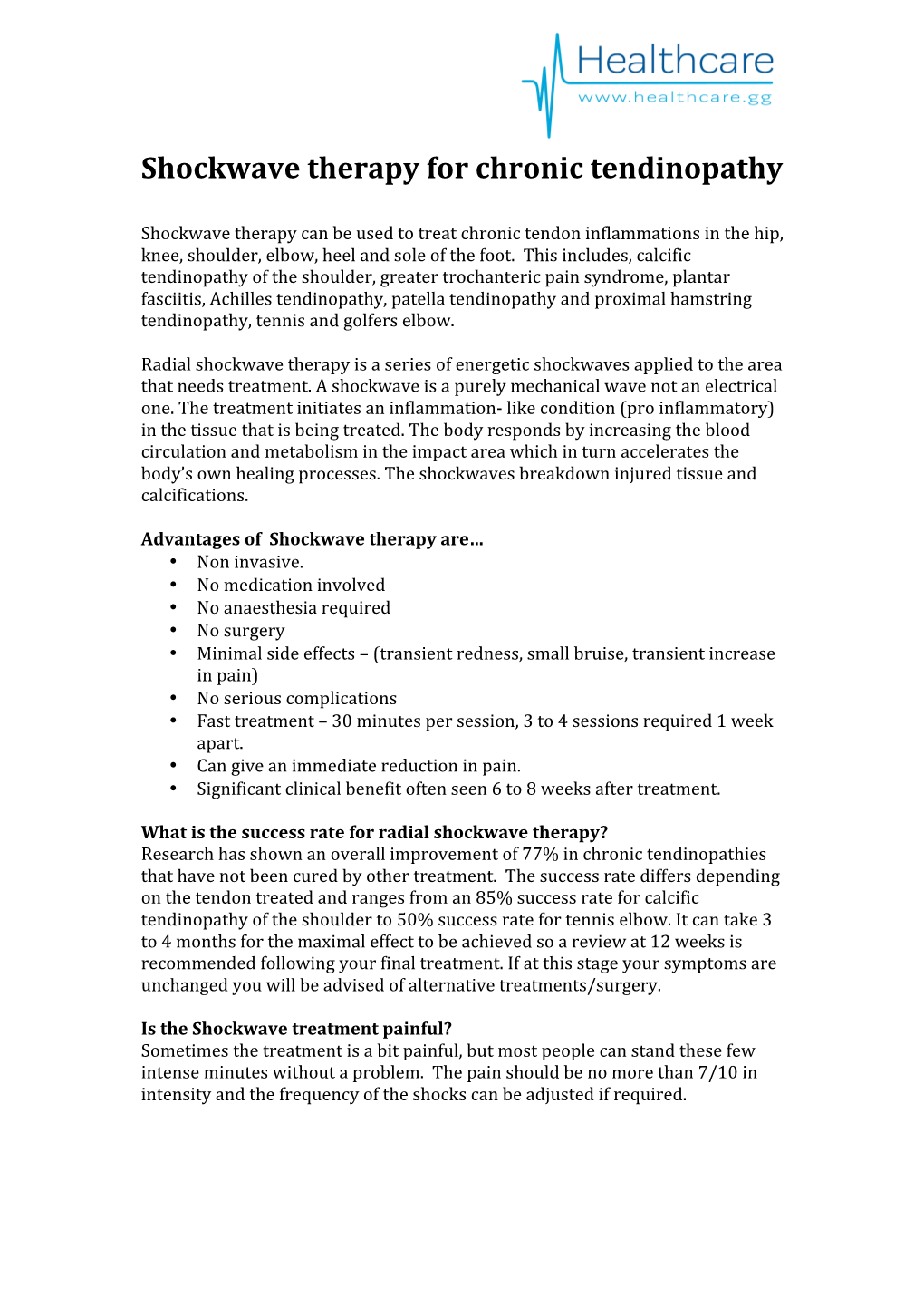 Shockwave Therapy for Chronic Tendinopathy