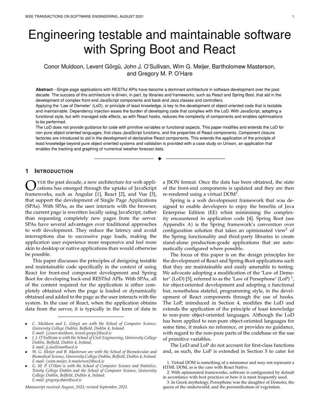 Engineering Testable and Maintainable Software with Spring Boot and React