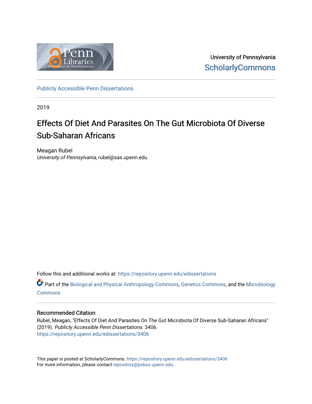 Effects of Diet and Parasites on the Gut Microbiota of Diverse Sub-Saharan Africans