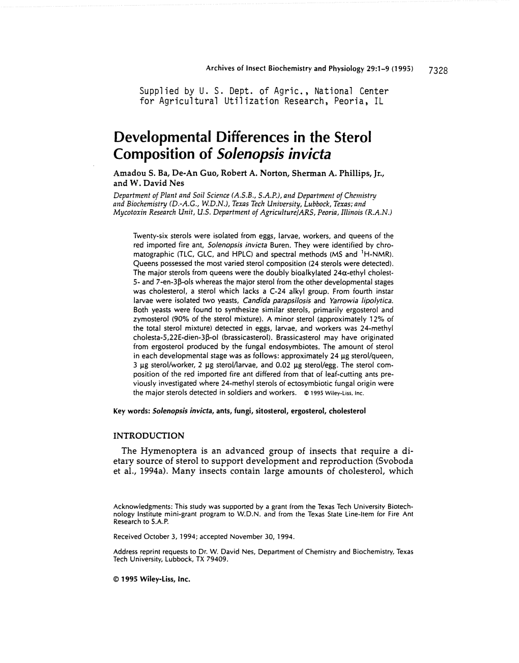 Composition of Sojenopsis Invicta Amadou S