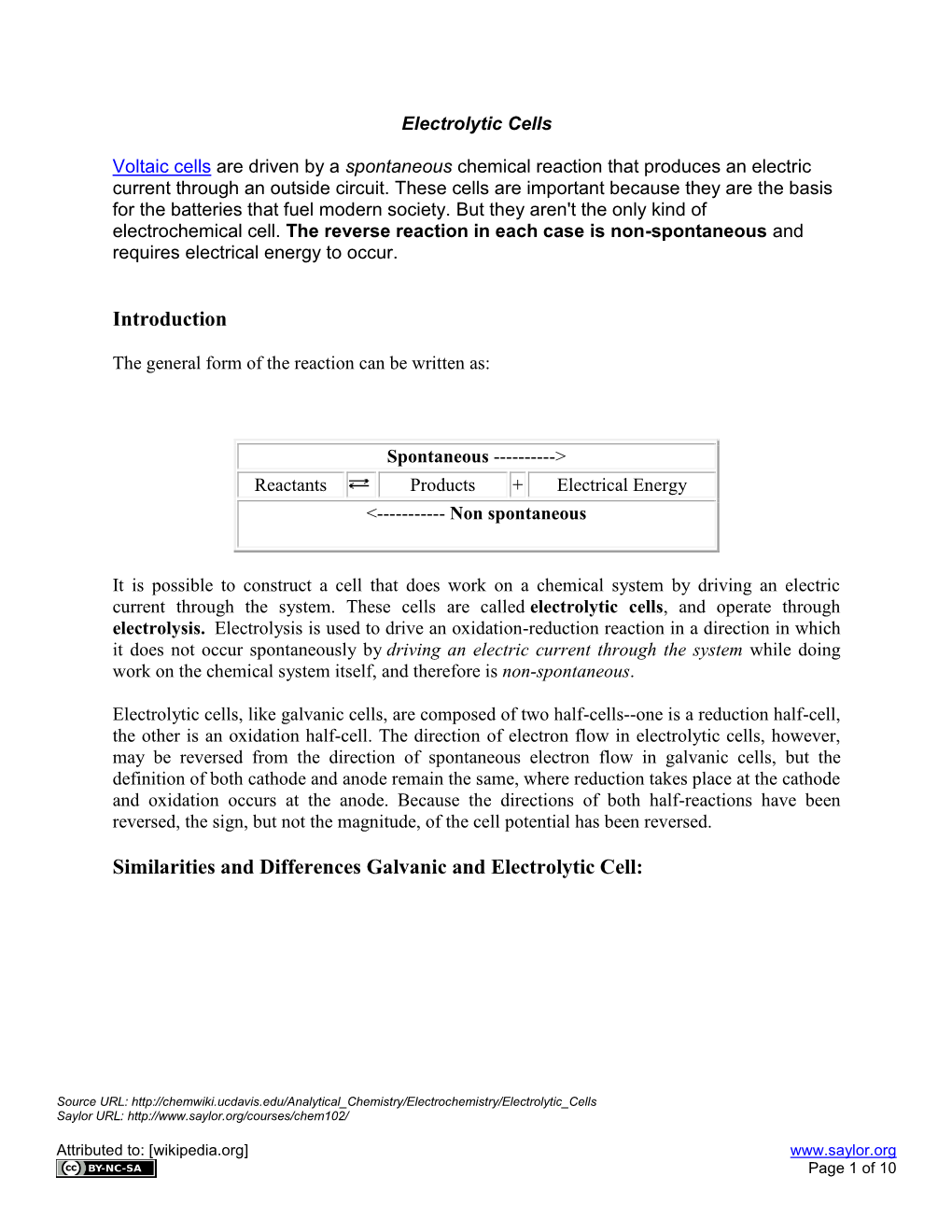 Electrolytic Cells