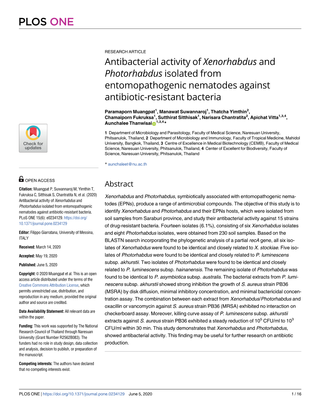 Antibacterial Activity of Xenorhabdus and Photorhabdus Isolated from Entomopathogenic Nematodes Against Antibiotic-Resistant Bacteria