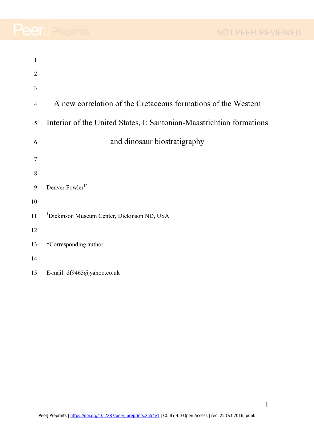 A New Correlation of the Cretaceous Formations of the Western