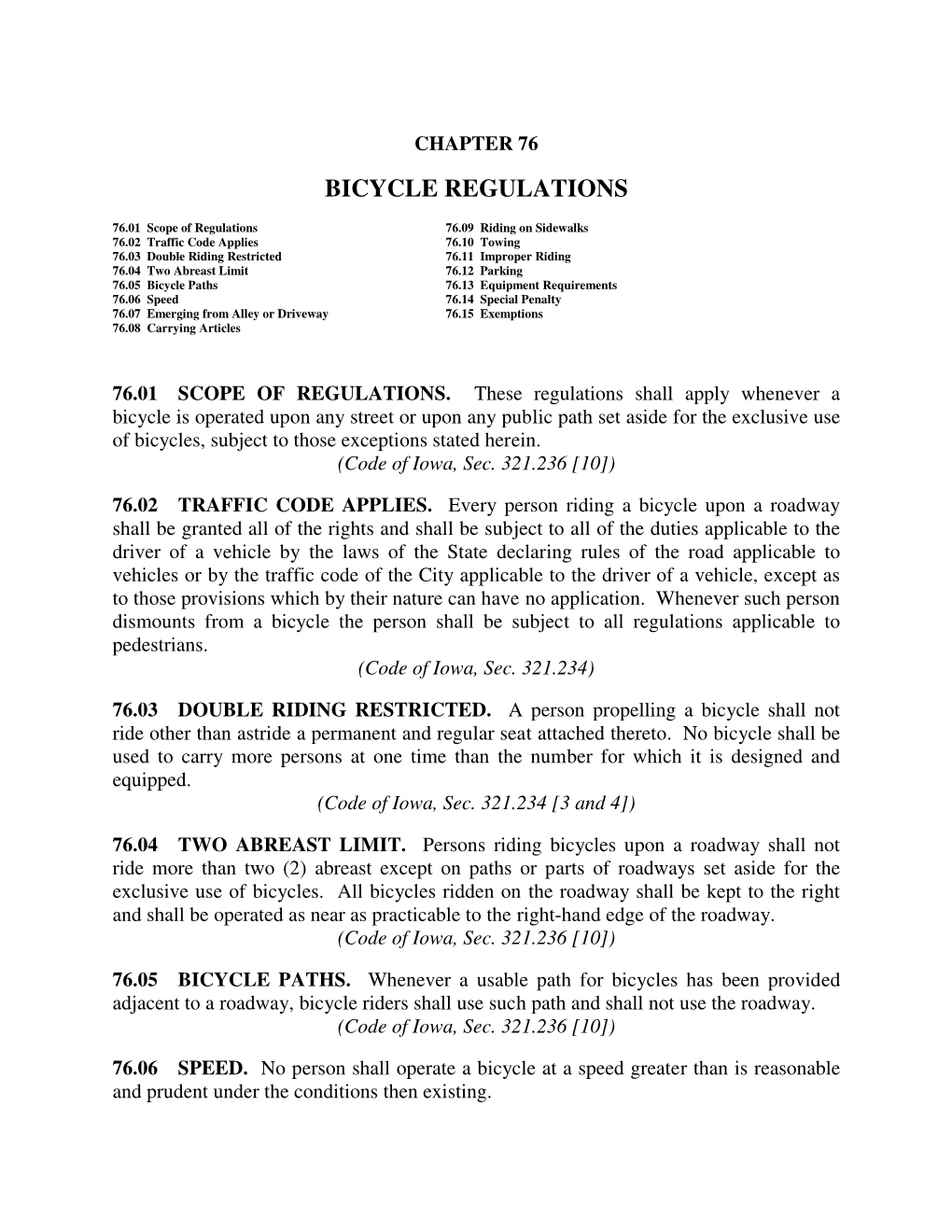 Bicycle Regulations