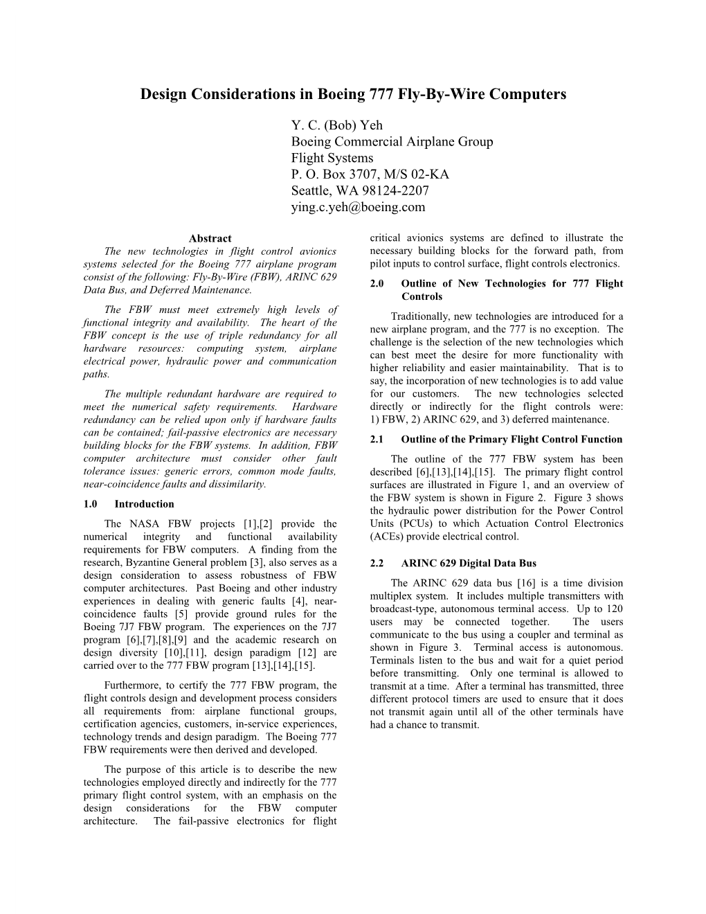 Design Considerations in Boeing 777 Fly-By-Wire Computers