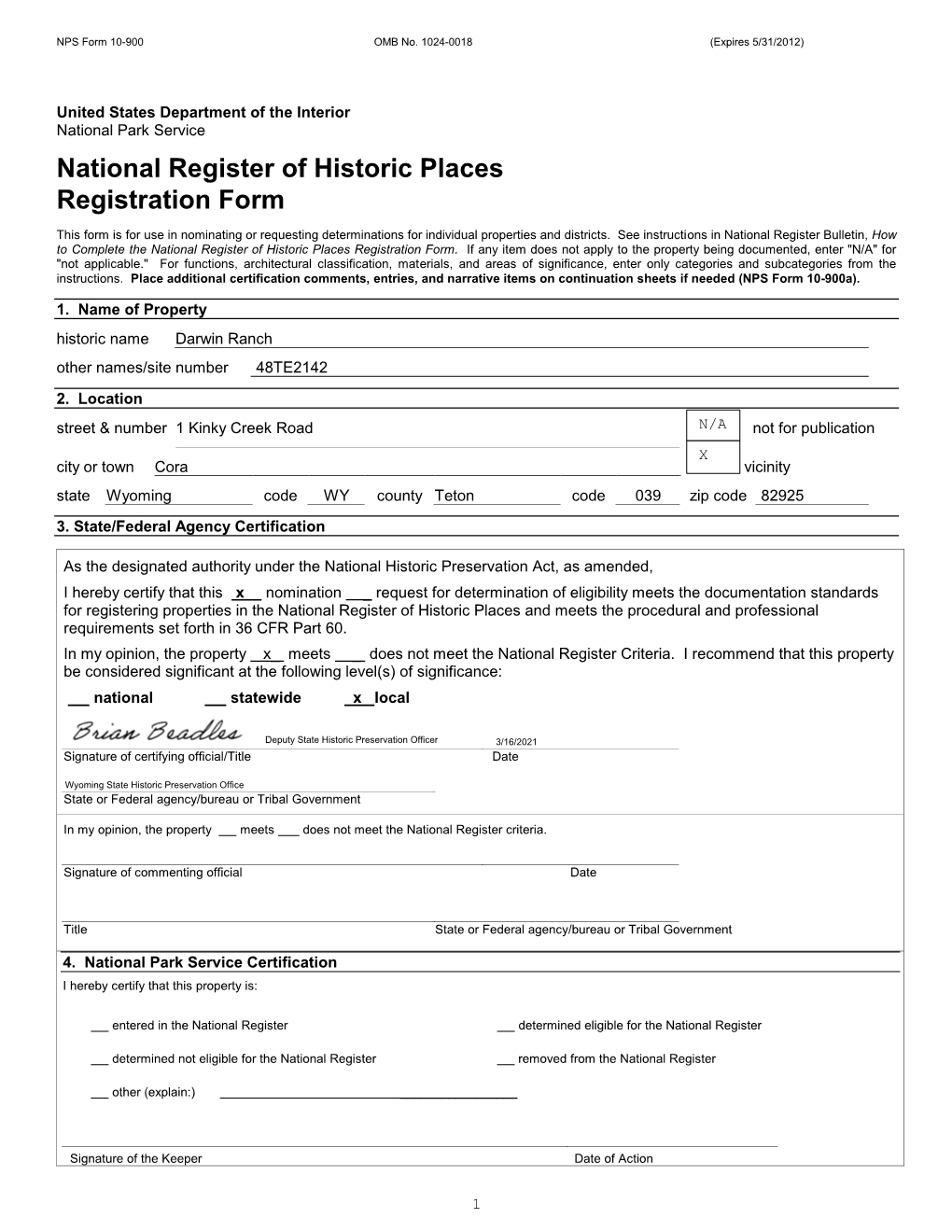 Darwin Ranch National Register Form Size