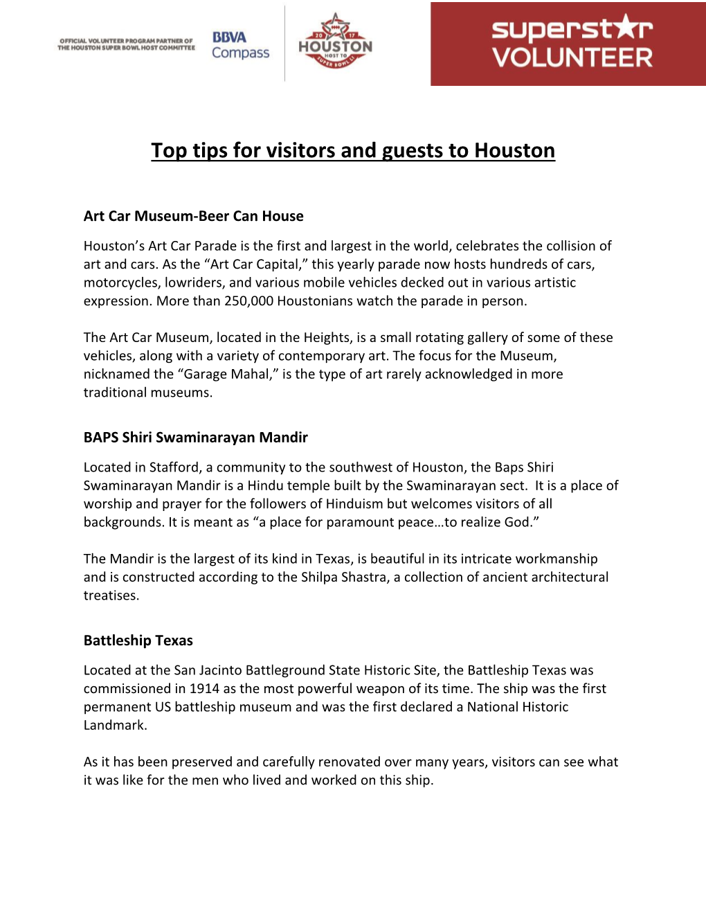 Top Tips for Visitors and Guests to Houston