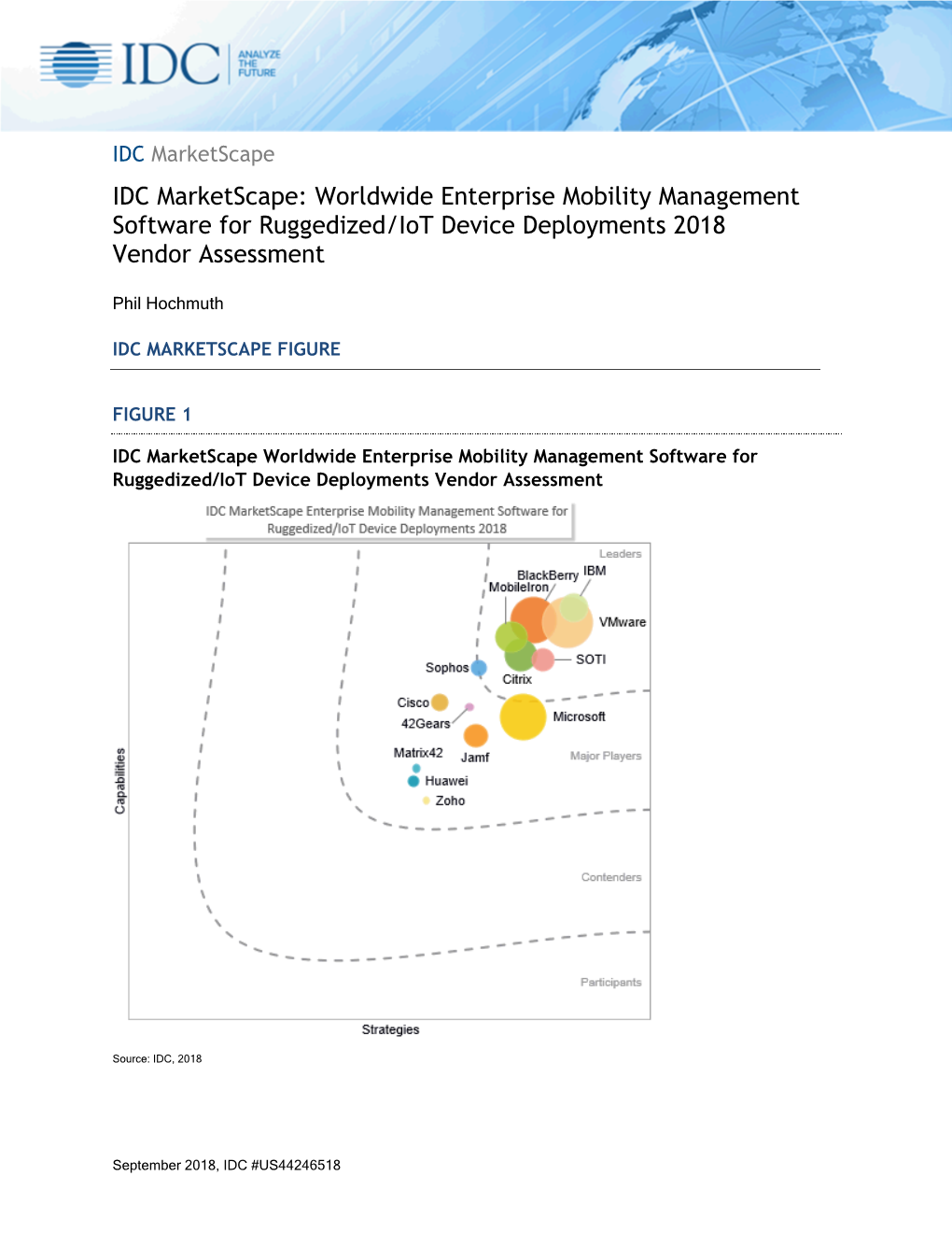 IDC Marketscape: Worldwide Enterprise Mobility Management Software for Ruggedized/Iot Device Deployments 2018 Vendor Assessment