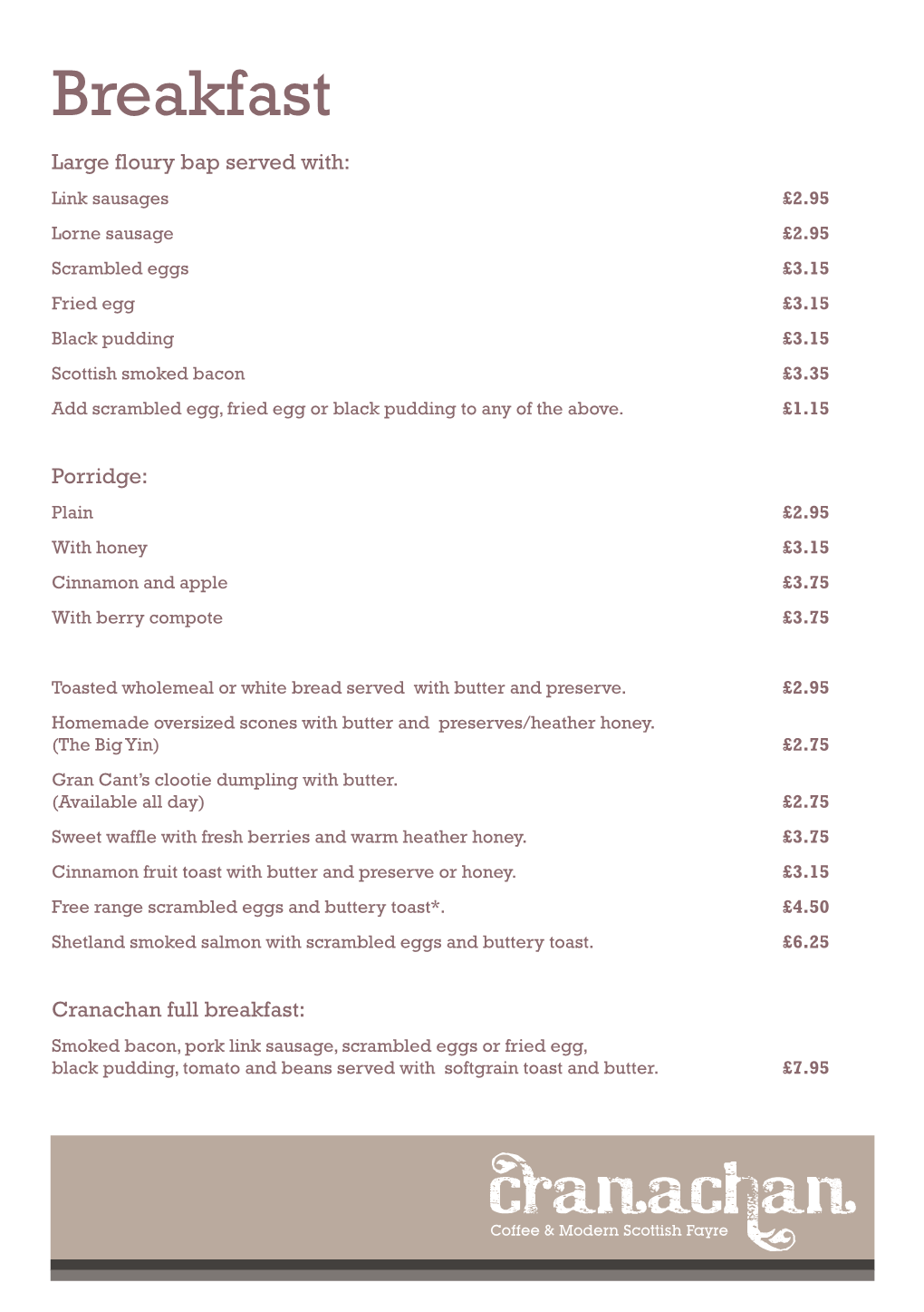 11794 Cranachan A5 Dessert/Breakfast Menu.Indd