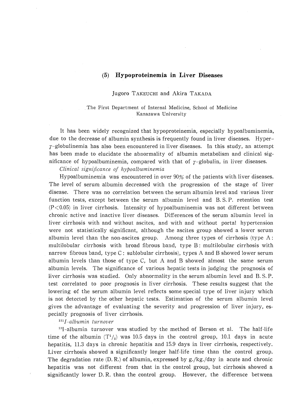 Hypoproteinemia in Liver Diseases