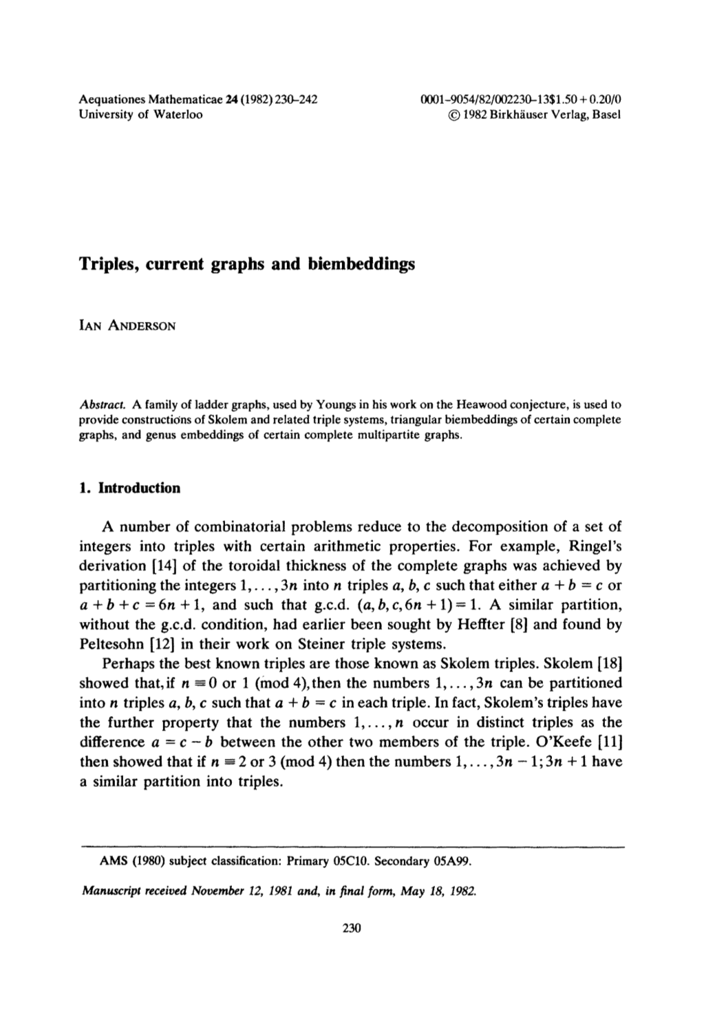 Triples, Current Graphs and Biembeddings