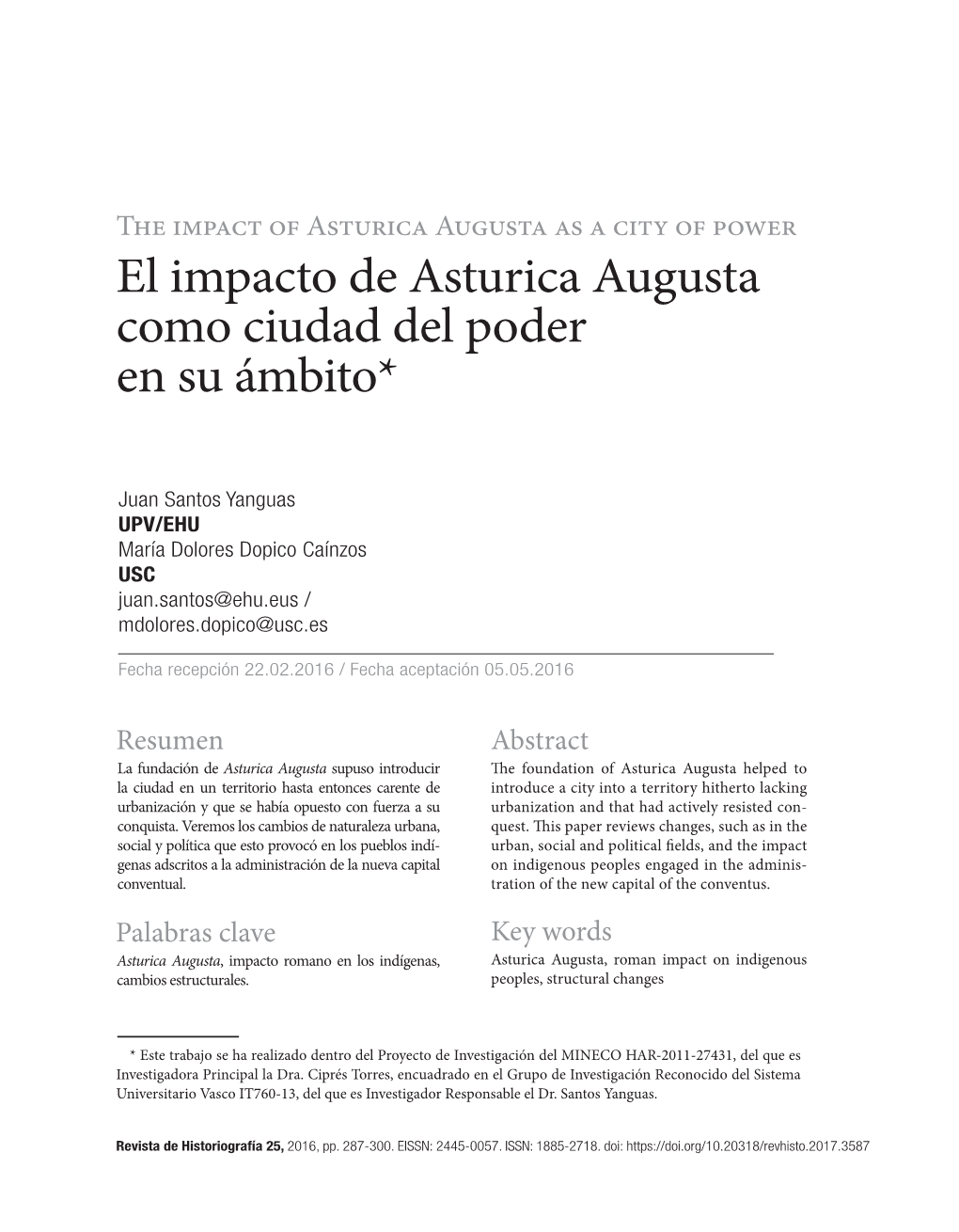 El Impacto De Asturica Augusta Como Ciudad Del Poder En Su Ámbito*