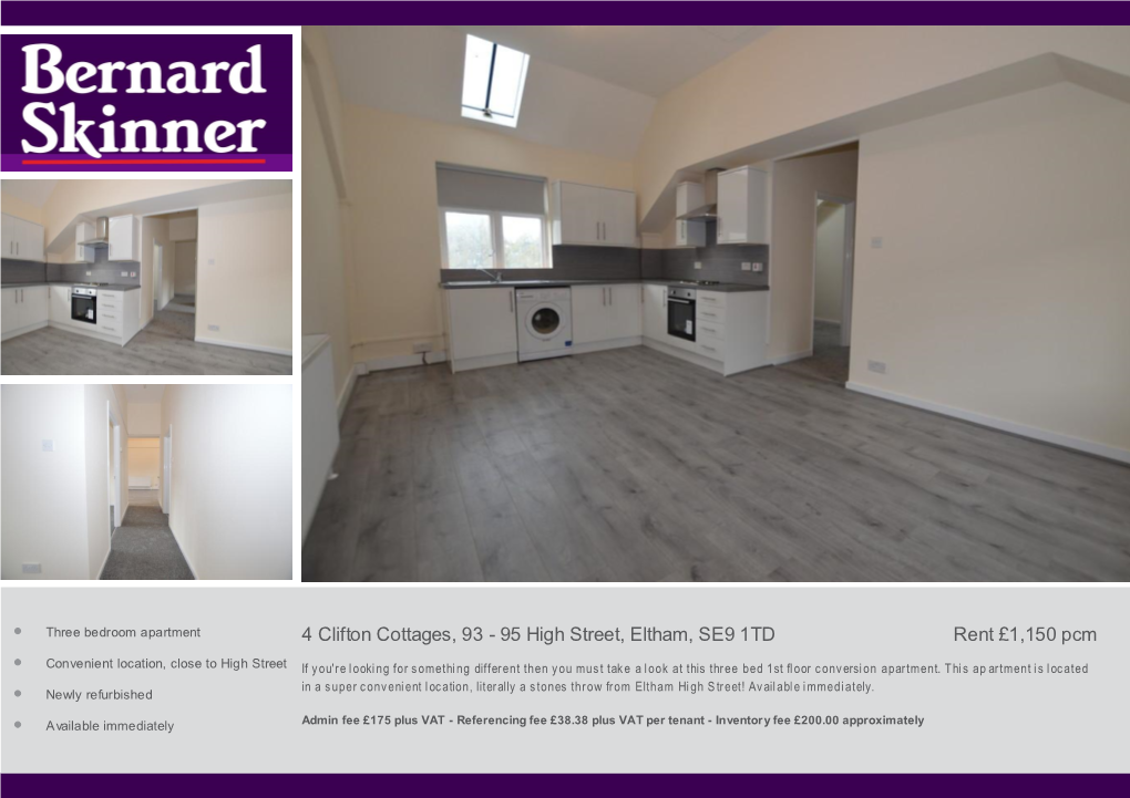 4 Clifton Cottages, 93 - 95 High Street, Eltham, London,SE9 1TD SE9 1TD Rent £1,150 Pcm