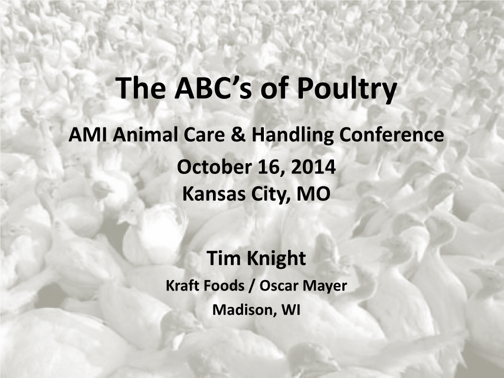 The ABC's of Poultry