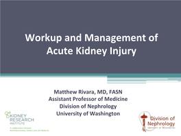 Workup and Management of Acute Kidney Injury