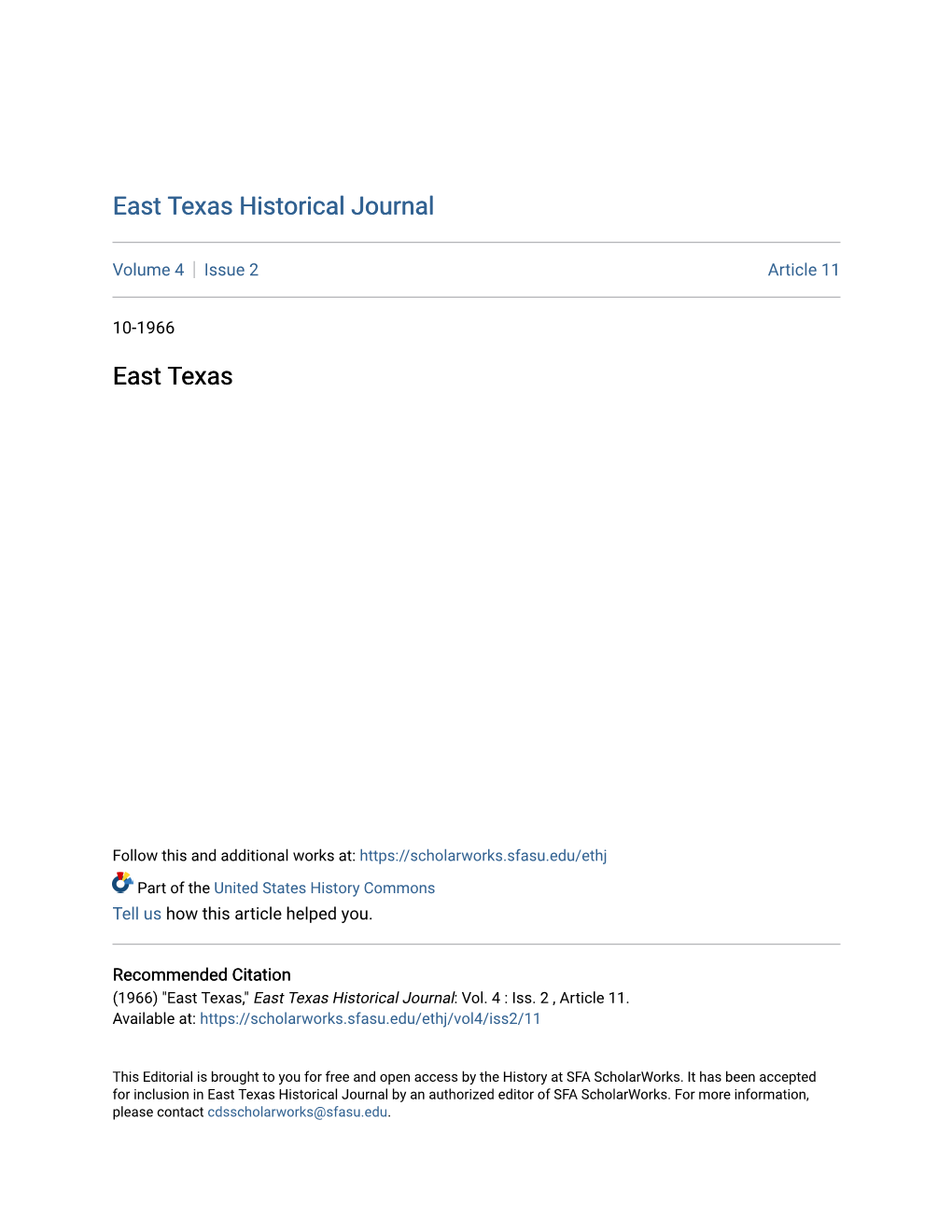 East Texas Historical Journal