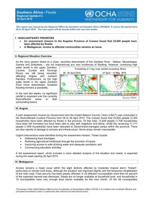 Southern Africa • Floods Regional Update # 5 20 April 2010