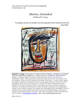 Mantos, Unmasked by Russell C