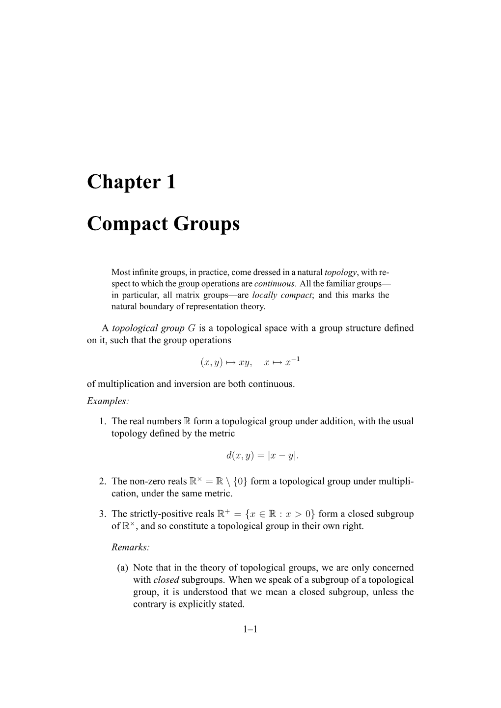 Chapter 1 Compact Groups