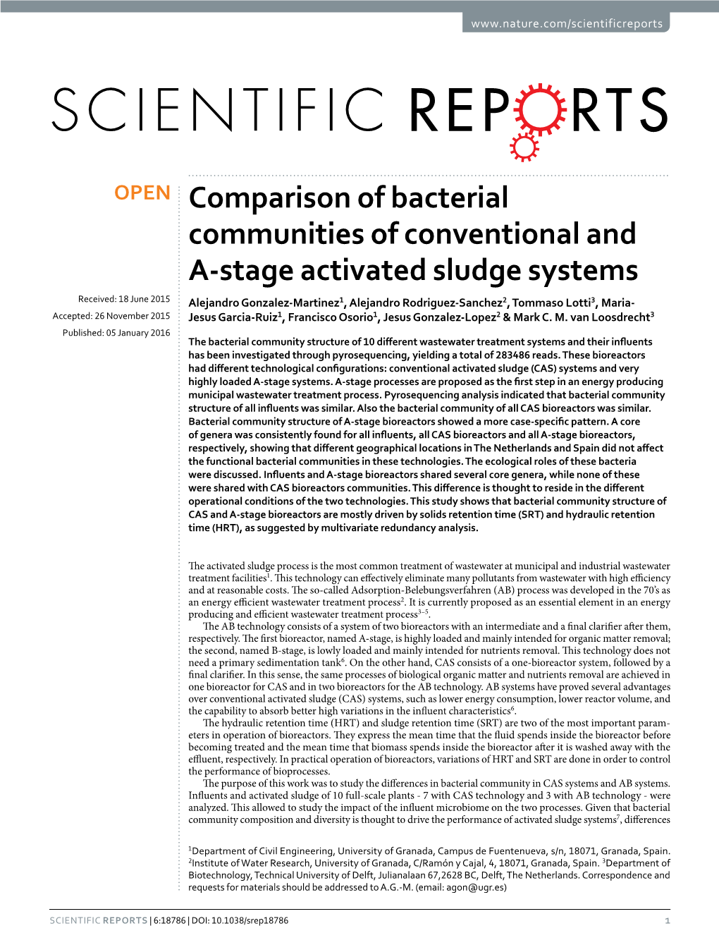 Comparison of Bacterial Communities of Conventional and A-Stage