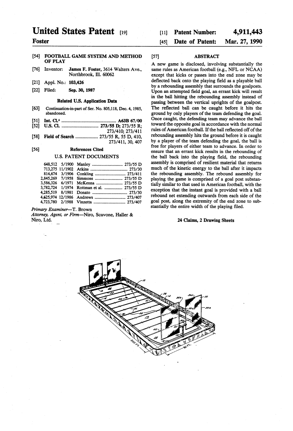 United States Patent (19) 11 Patent Number: 4,911,443 Foster (45) Date of Patent: Mar