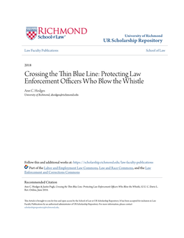 Crossing the Thin Blue Line: Protecting Law Enforcement Officers Who Blow the Whistle, 52 U