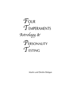 Personality Testing Four Temperaments