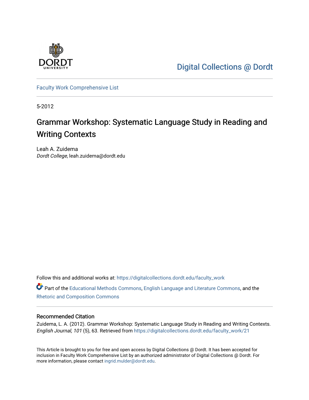 Systematic Language Study in Reading and Writing Contexts