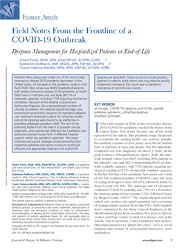 Field Notes from the Frontline of a COVID-19 Outbreak