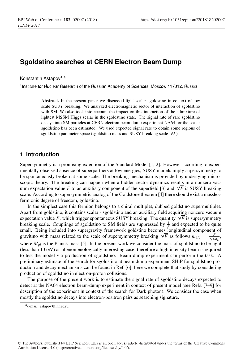 Sgoldstino Searches at CERN Electron Beam Dump