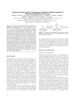 Synthetic and Spectroscopic Investigations Enabled by Modular Synthesis of Molecular Phosphaalkyne Precursors Wesley J