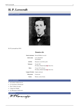 H. P. Lovecraft 1 H